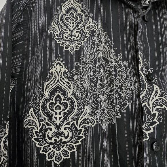 Men's Crazy Horse Long Sleeve Button Down Stripes & Design Dress Shirt Size M - Picture 2 of 12